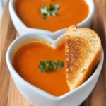 Grilled Cheese with Tomato Soup in Heart Bowls First Image First Image