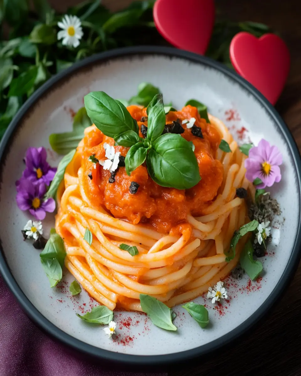 Valentine’s Day Pasta: Irresistibly Creamy Roasted Red Pepper Sauce